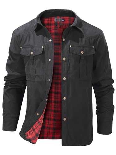 Mr.Stream Mens jacket Plaid Flannel Lined Llightweight Snap Summer Western Cowboy Shirt Jackets Coats