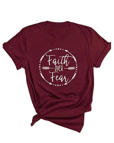 Qrupoad Womens Faith Over Fear T Shirt Summer Casual Christian Religious Inspirational Spiritual Graphic Tees Tops