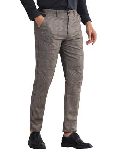 Lars Amadeus Plaid Dress Pants for Men's Straight Fit Flat Front Office Checked Pattern Trousers