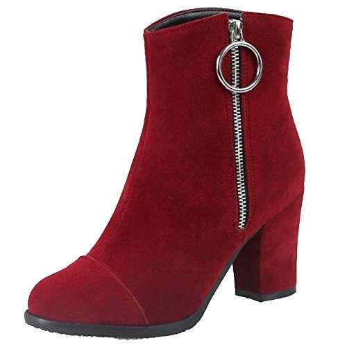 CUTEHEELS Fashion All Macth Ankle Boots with Block Heel and Large Size Avaialble