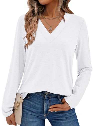 AUTOMET Womens Spring Tops Long Sleeve Shirts V Neck Casual Top Comfortable Tshirt Soft Basic Tees Women Blouses