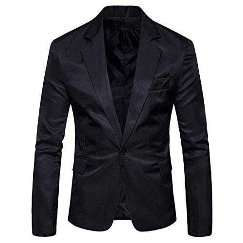 PRJN Mens Casual Suit Jackets Slim Fit Blazer One Button Suits Coat Solid Casual Jacket Tops Mens Blazer Single Breasted Slim Fit Suit Jacket Men's Suit Jacket Men Slim Fit V Neck Suit C-Black