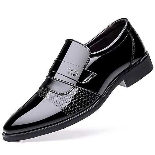 KYOESCAI Men's Dress Loafers Shoes Patent Leather Comfy Breathable Driving Shoes Moccasins Oxford Business Shoes for Men