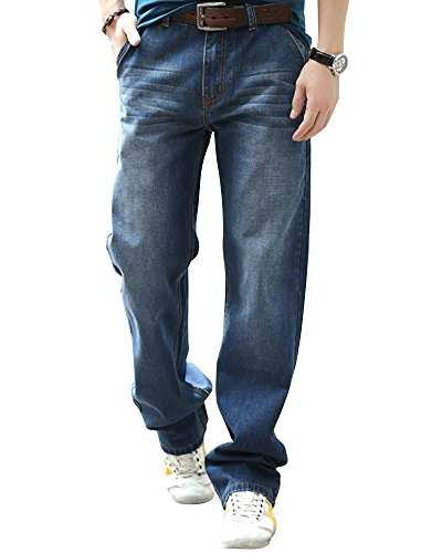Men's Loose Straight-Leg Relaxed-Fit Jean Washed Denim Original Fit Work Dungaree