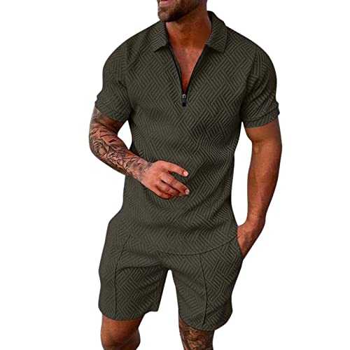 Uwdiohq Mens 2 Piece Summer Sets Casual Gym Mens Shorts Swith Pocket Comfy Round Neck Solid Color Minimalism Sport for Mens Tshirts Trendy Lightweight Summer Activewear Suit for Running