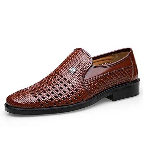 ETZRYSYB Mens Leather Shoes Leather Men Business Dress Loafers Pointed Toe Shoes Oxford Breathable Formal Wedding Shoes