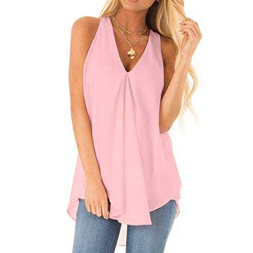 Women's V-neck, sleeveless, firm, casual, loose chiffon tank top, flowing summer top, mesh shirt