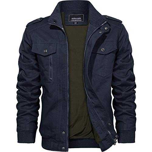 KEFITEVD Cargo Jacket Men Bomber Military Coat Casual Cotton Smart Mens Jacket