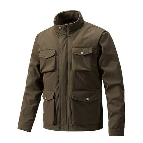 Cocila Mens Winter Hiking Jacket Standing Collar Long Sleeve Thickened Vintage Jacket Men's Workwear Jacket Camouflage Poncho Long Wool Coat Men Cotton Denim Jacket Men