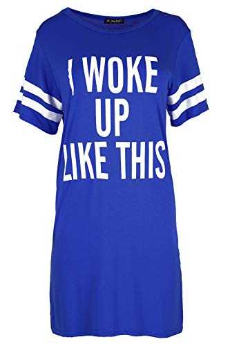 Fashion Star Womens Do Not Disturb Short Stripe Sleeves Night Sleepwear PJ Pyjama Dress Shirt Top