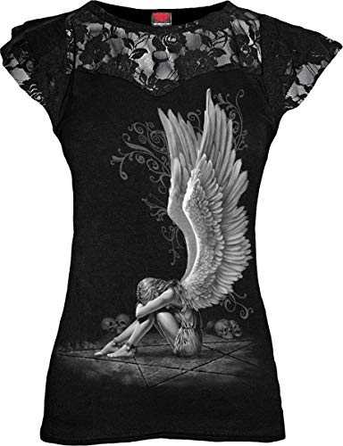 Spiral Unisex Enslaved Angel - Lace Layered Cap Sleeve Top Black T - Shirt (Pack of 1)