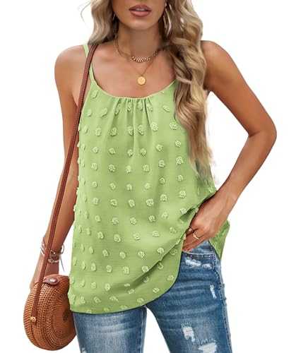 Aokosor Vests for Women Summer Tops Adjustable Strap Swiss Dot Chiffon Sleeveless Tank