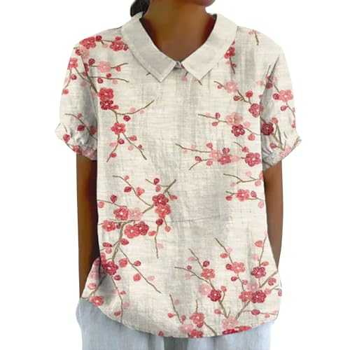 Women's Linen Tops Long Sleeve Linen Wedding Tunics Sales Womens 3/4 Sleeve Top Summer Casual V Neck Tshirt Ladies 2024 Floral Print Daily Tees Tunic Blouses