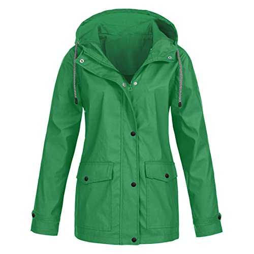 WEOPLKIN Women Coat Waterproof Jacket Winter Coats for Women UK Plus Size Solid Outdoor Sportswear with Hood Ladies Solid Rain Jacket Waterproof Windproof Loose Tops Winter UK
