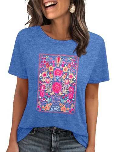 HDLTE Graphic Tees for Women - Womens T Shirts Short Sleeve Shirt Cute Vintage Shirt Loose Fit Cotton Summer Tops 2025