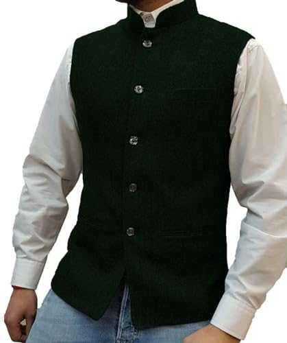 KWTF Chinese Style Stand Collar Formal Tweed Waistcoat/Vest Wool Herringbone Size Groom's Wear Business