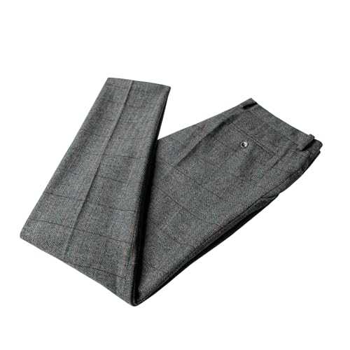Solovedress Men's Classic Suit Trousers Business Straight Fit Checked Trousers for Formal Occasions