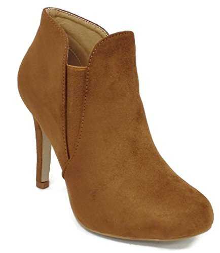 Bella Marie Kendall Women's Classic Chelsea style Round Toe Elastic Gore high heel Ankle Boots Booties