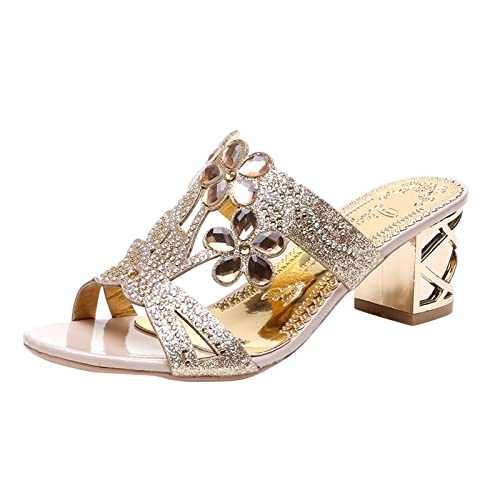 WILLBEST Women's Flat Sandals for Ladies Thong Touch-Fasten Beaded Flowery Ankle Sandal Orthotic Arch Support Sling-Back Espadrille Sandals Holiday Summer Shoes