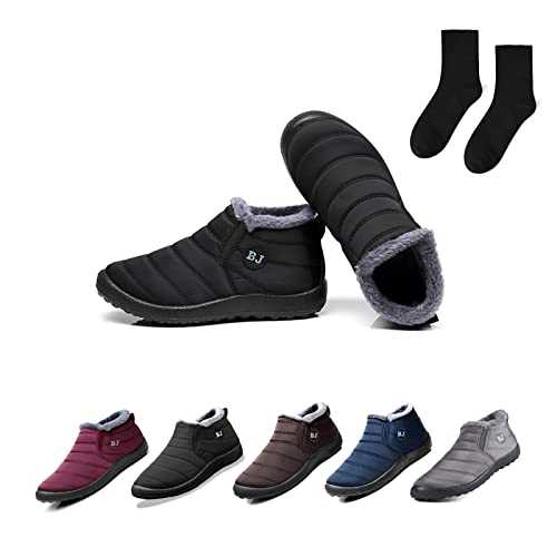Boojoy Winter Boots, Winter Fur Lined Warm Waterproof Snow Boots, Womens Outdoor Walking Anti-Slip Ankle Booties