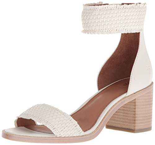 FRYE Women's Bianca Woven Back Zip Heeled Sandal, White, 3.5 UK