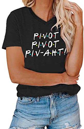 AEURPLT Womens Pivot Funny Cute Graphic T Shirt Short Sleeve Summer Shirts