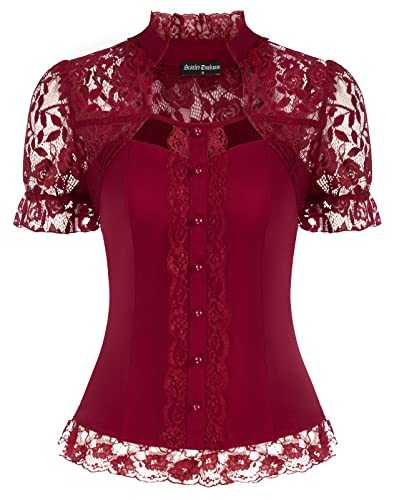 SCARLET DARKNESS Women's Blouse Vintage Victorian Blouse for Women Top Retro Elegant Casual Party Evening