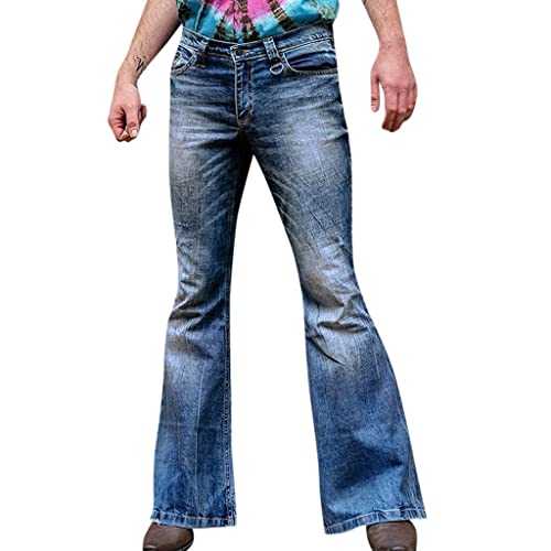 Buetory Men's Bell Bottom Jeans Relaxed Vintage 60s 70s Stretch Flared Jeans Bootcut Leg Disco Cowboy Denim Jeans Pants