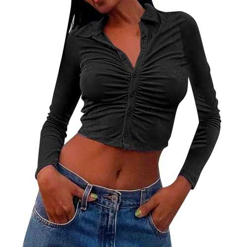 Long Sleeve Women's Tight Y2K Top Slim Fit Long Sleeve Shirt Sexy Long Sleeve T-Shirt Blouse Cropped Tee Casual Teenager Streetwear