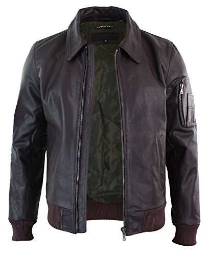 Mens Genuine Real Leather Harrington Bomber MA1 Classic Pilot MOD Jacket