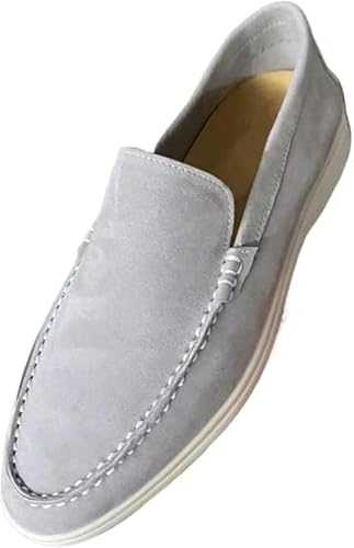 Men's Suede Loafers Slip-Ons Moccasins for Men Summer Dress Shoes Lightweight and Breathable Flat Loafer Casual Driving Walking Shoes Oxford Shoes