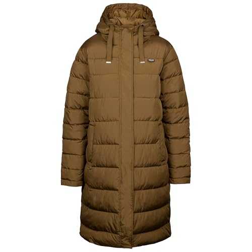 Trespass Womens Padded Jacket Leyla - Autumn Winter Jacket for Women, Long Length Maxi, Hooded Padded Coat, Longline Jacket with Stitched Baffles, Ladies Pongee Fabric Jacket
