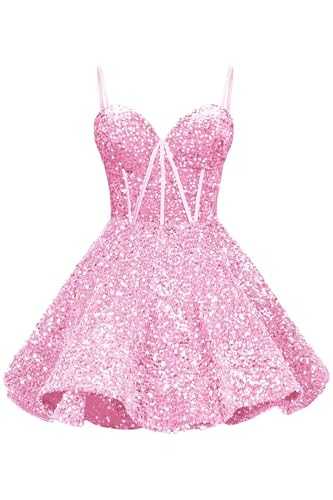 Ternlm Sparkly Sequin Short Homecoming Dresses for Teens 2025 Spaghetti Straps Criss-Cross Prom Party Dress TN046