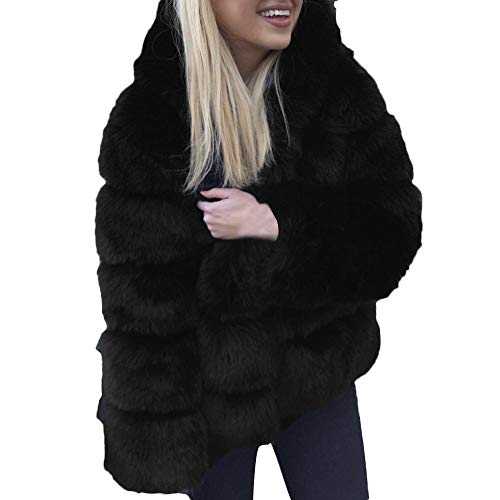 Nidddiv Faux Fur Hooded Coats for Women UK Winter Jackets Thermal Thick Jackets Warm Plush Outerwear Double Faced Fleece Hoodies Casual Jumpers Open Front Ladies Cardigan Overcoat Pro Skin Outerwear