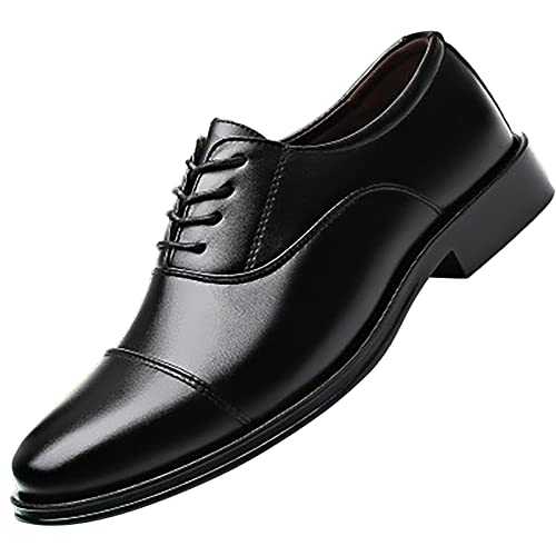 Men's Leather Shoes Business Men's Classic Oxfords Dress Fashion British Style Shoes Breathable Casual Dress Lace Up for Men Formal Occasions