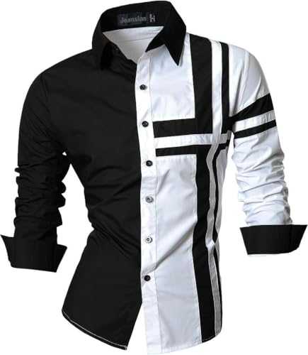 jeansian Men's Fashion Long Sleeves Shirts Casual Dress Tops Slim Fit 8397