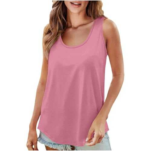 Tank Tops Women UK Sale Clearance Cotton Round Neck Sleeveless Gym Shirts Casual Loose Fit Sports Runing Tunic Tops Camisoles Plain Basic Tee Casual Loose Fit Breathable Soft Lightweight Top