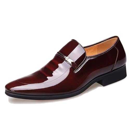 LMUIPMAA Men's Business Casual Slip on Loafers Patent Leather Formal Oxford Dress Shoes Tuxedo Wedding Shoe