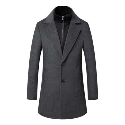 Mens Winter Warm Wool Coat Trench Coat Middle-Length Business Woolen Jacket Casual Scarf Overcoat