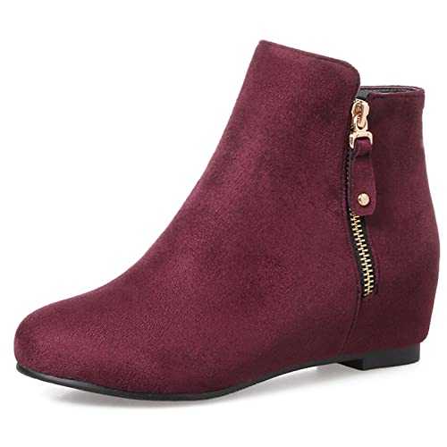 MJIASIAWA Women Round Toe Casual Comfy Wedge Ankle Boots