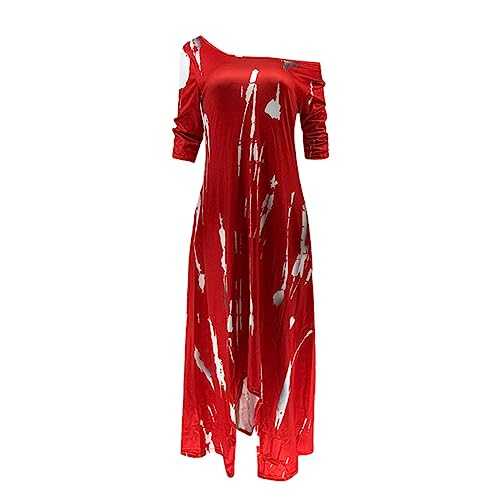 AMDOLE Fancy Dress for Adults Clothing Round Neck Slit Dress Wide Neck Tie Dye Printed Dress Summer Dress