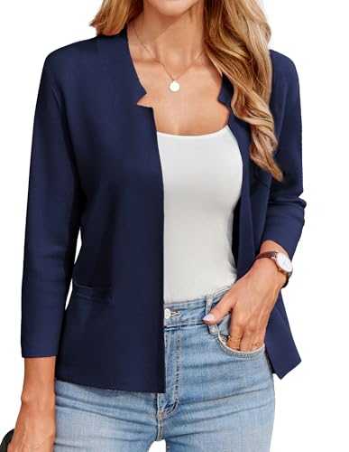 GRACE KARIN Womens Elegant 3/4 Sleeve Cardigan with Pockets Open Front Business Blazer Office Casual Bolero