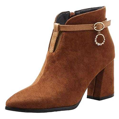 SJJH Women Chelsea Ankle Boots with Chunky Heel