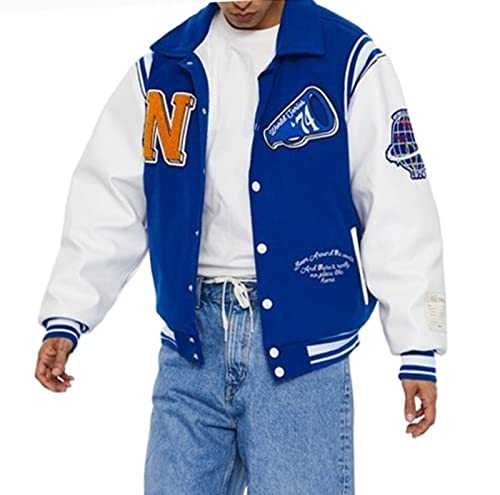 Mens Oversized Baseball Jacket Letter Embroidery Retro Coat Bomber Fashion Varsity Casual Jacket