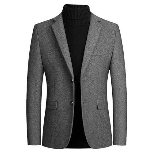 Tiwate Men's Tweed Wool Blend Blazer Modern Luxury Winter Sport Coat Classic Fit 2 Button Business Suits Jacket