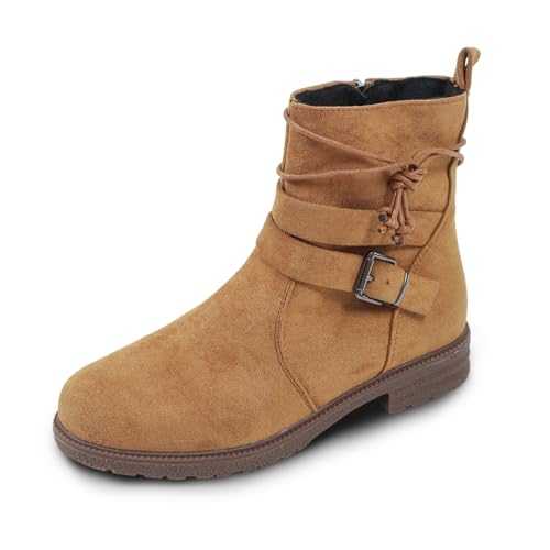 Women's Ankle Boots, Low Heel Comfy Ladies Boots Classic Slip On Chelsea Zipper Winter Shoes