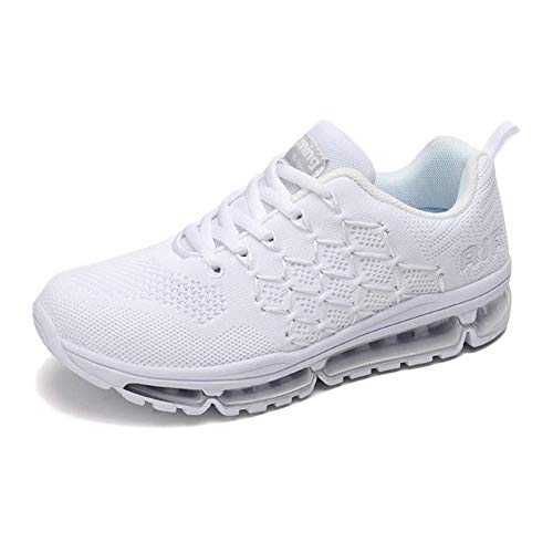 Men Women Air Running Shoes Shock Absorbing Trainers Unisex Sneakers for Multi Sport Athletic Jogging Fitness Walking Black White Blue Pink Gray 1643 White 37