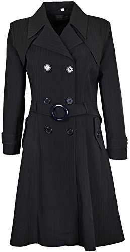 Womens Double Breasted Long Coat Fit and Flare Ladies Coat with Inside Lining
