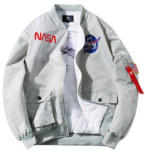 Men's NASA Embroidery Logo Flight Bomber Jacket Autumn and Winter Windproof Waterproofer Windbreaker Comfortable Outdoor Sport Air Force MA-1 Jacket Coat