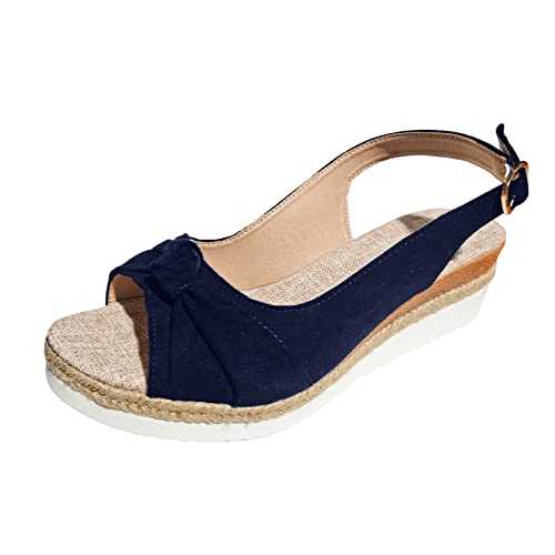 WILLBEST Women's Sandals Mid Wedge Heel Beaded Flowery Adjustable Ankle Strap Buckle Shoes Non Slip with Arch Support Back Zip Up Sandals Bridesmaid Heels Sandal